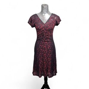 Vintage Y2K Whimsigoth Lace Ruched Bodycon Midi Dress XS Evening Party Holiday